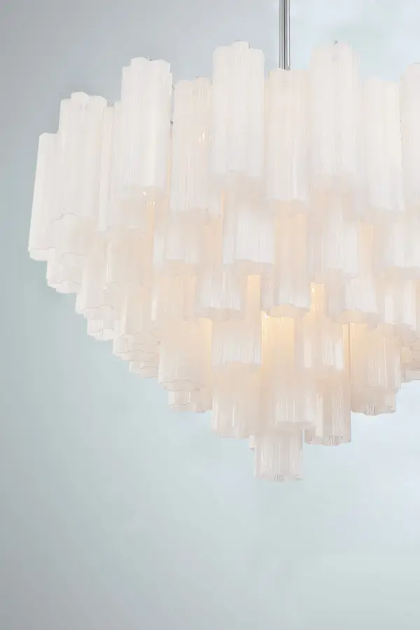 Addis 32" Chandelier in Aged Brass with Amber Glass - Image 32