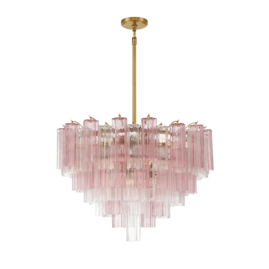 Addis 32" Chandelier in Aged Brass with Amber Glass - Image 35