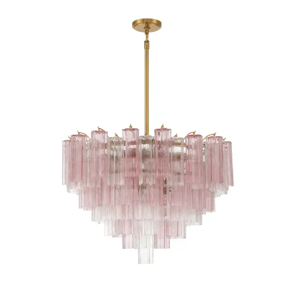 Addis 32" Chandelier in Aged Brass with Amber Glass - Image 36