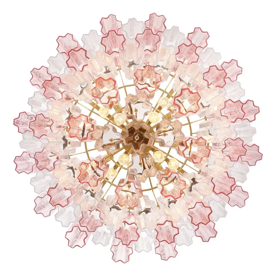Addis 32" Chandelier in Aged Brass with Amber Glass - Image 37