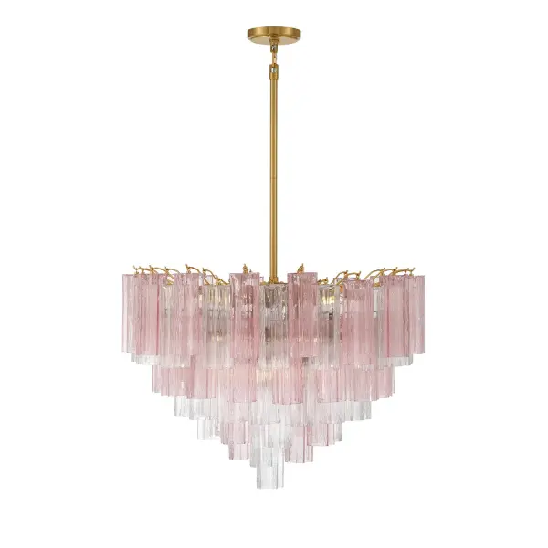 Addis 32" Chandelier in Aged Brass with Amber Glass - Image 38