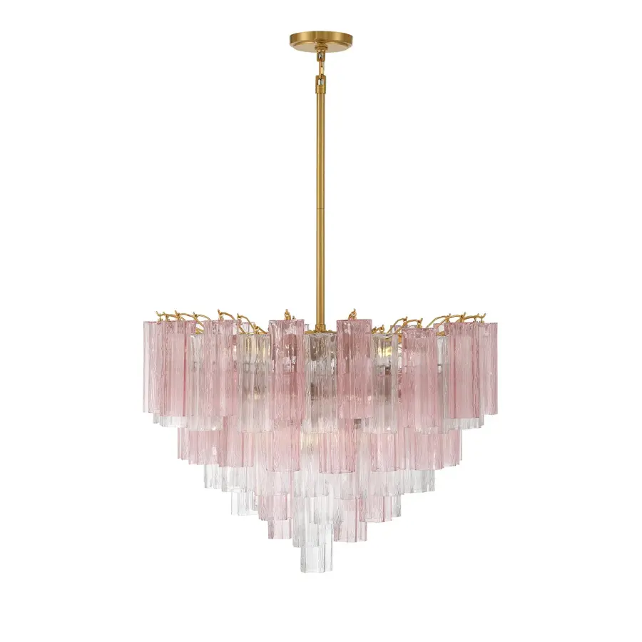 Addis 32" Chandelier in Aged Brass with Amber Glass - Image 38
