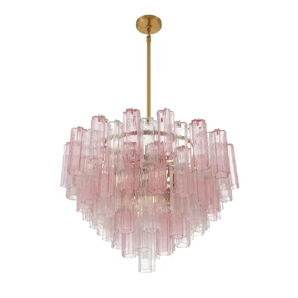 Addis 32" Chandelier in Aged Brass with Amber Glass - Image 39