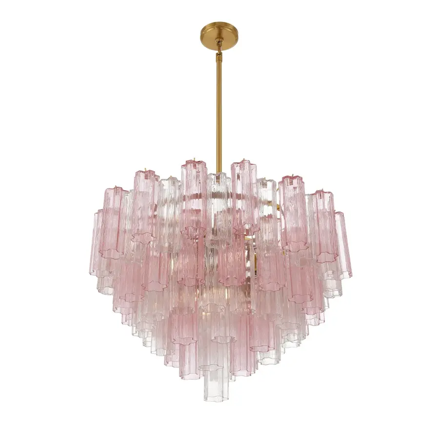 Addis 32" Chandelier in Aged Brass with Amber Glass - Image 39