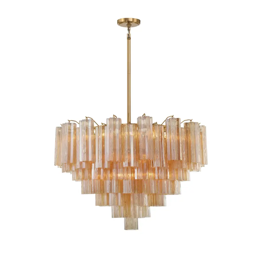 Addis 32" Chandelier in Aged Brass with Amber Glass - Image 43