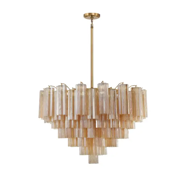Addis 32" Chandelier in Aged Brass with Amber Glass - Image 44