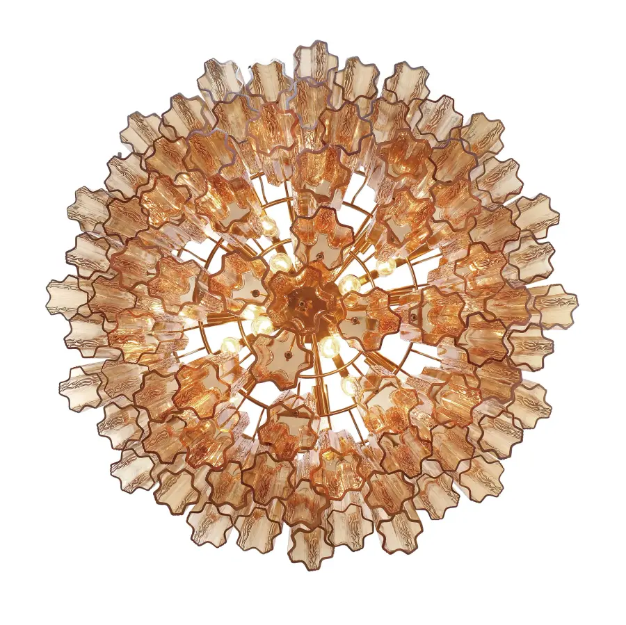 Addis 32" Chandelier in Aged Brass with Amber Glass - Image 46