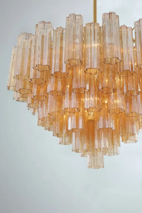 Addis 32" Chandelier in Aged Brass with Amber Glass - Image 47