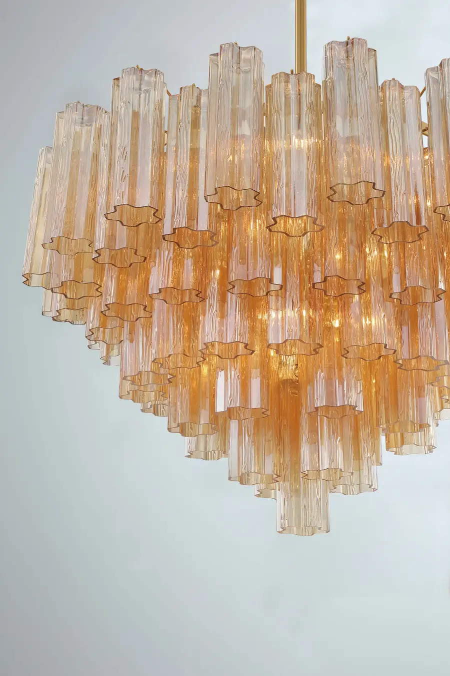 Addis 32" Chandelier in Aged Brass with Amber Glass - Image 47