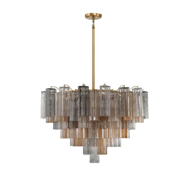 Addis 32" Chandelier in Aged Brass with Amber Glass - Image 50