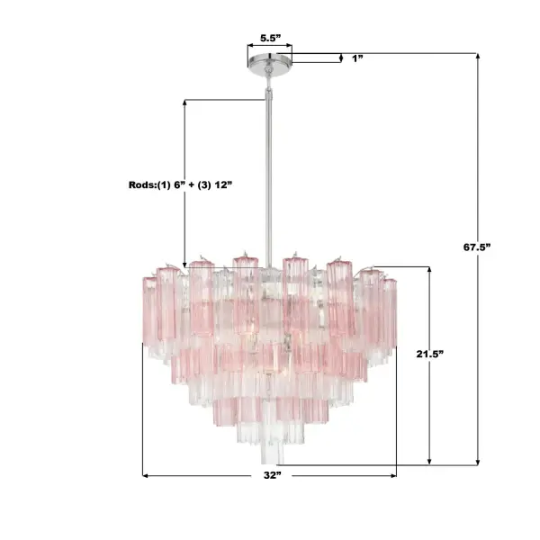 Addis 32" Chandelier in Aged Brass with Amber Glass - Image 6