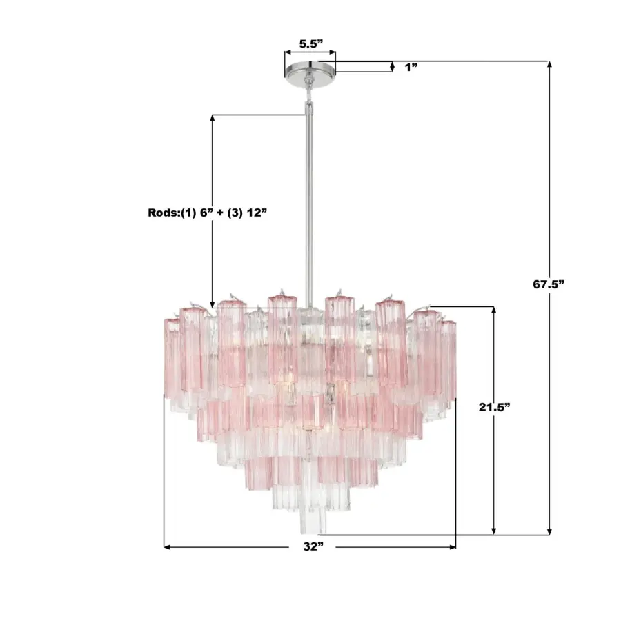 Addis 32" Chandelier in Aged Brass with Amber Glass - Image 6