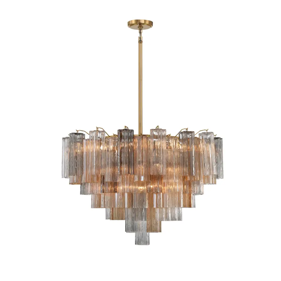 Addis 32" Chandelier in Aged Brass with Amber Glass - Image 51