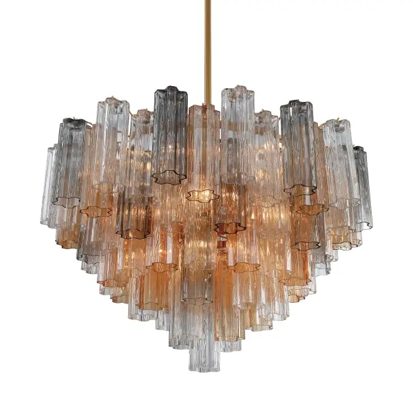 Addis 32" Chandelier in Aged Brass with Amber Glass - Image 52