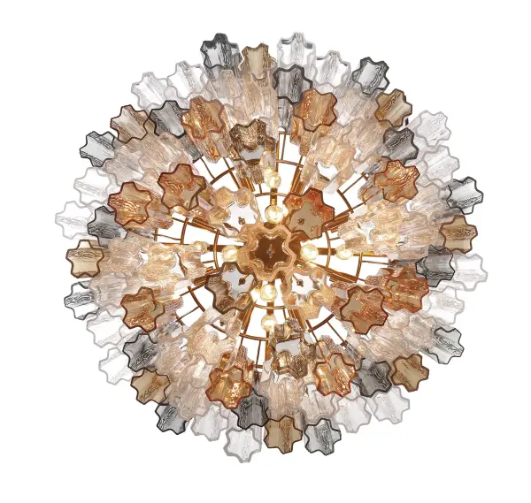 Addis 32" Chandelier in Aged Brass with Amber Glass - Image 53
