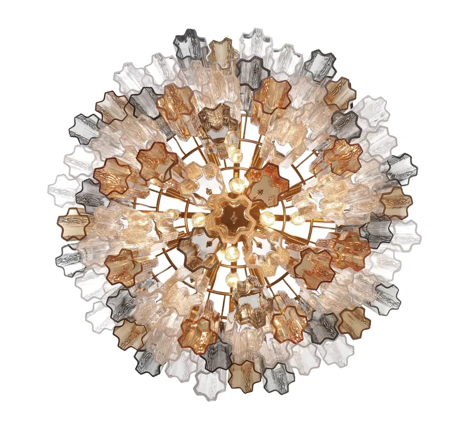 Addis 32" Chandelier in Aged Brass with Amber Glass - Image 53