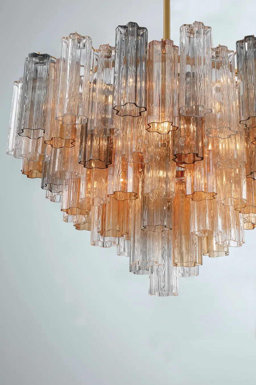 Addis 32" Chandelier in Aged Brass with Amber Glass - Image 54