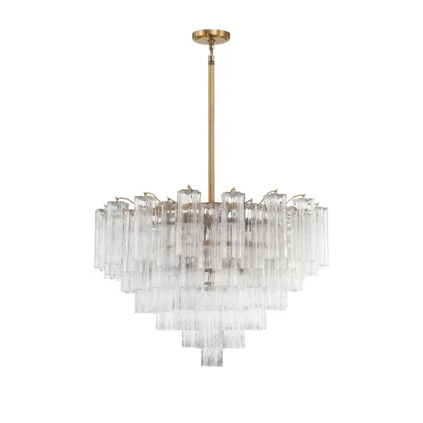 Addis 32" Chandelier in Aged Brass with Amber Glass - Image 57