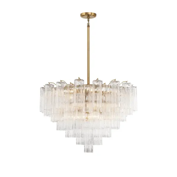 Addis 32" Chandelier in Aged Brass with Amber Glass - Image 58