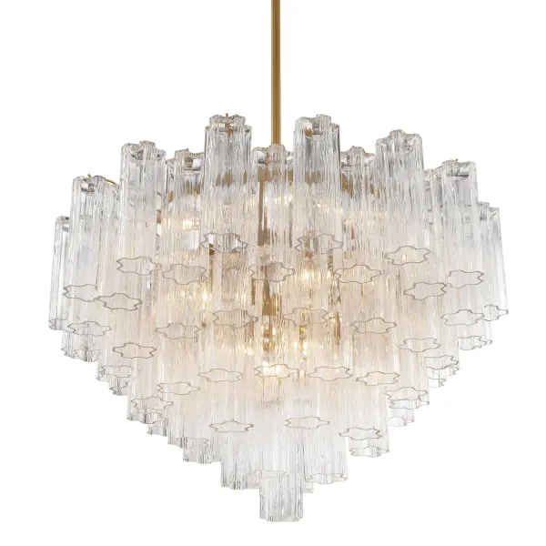 Addis 32" Chandelier in Aged Brass with Amber Glass - Image 59