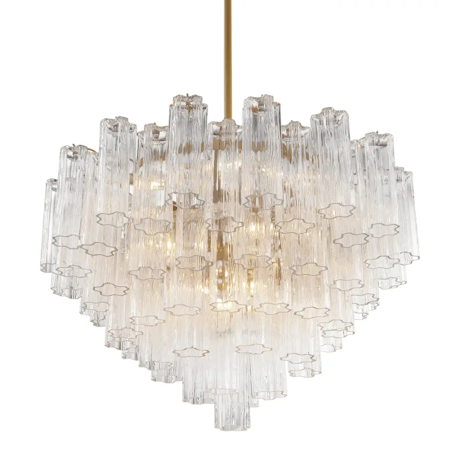 Addis 32" Chandelier in Aged Brass with Amber Glass - Image 59