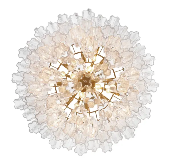 Addis 32" Chandelier in Aged Brass with Amber Glass - Image 60
