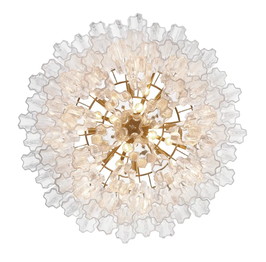 Addis 32" Chandelier in Aged Brass with Amber Glass - Image 60