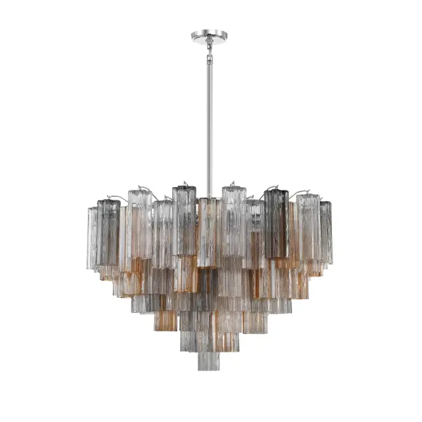 Addis 32" Chandelier in Aged Brass with Amber Glass - Image 7