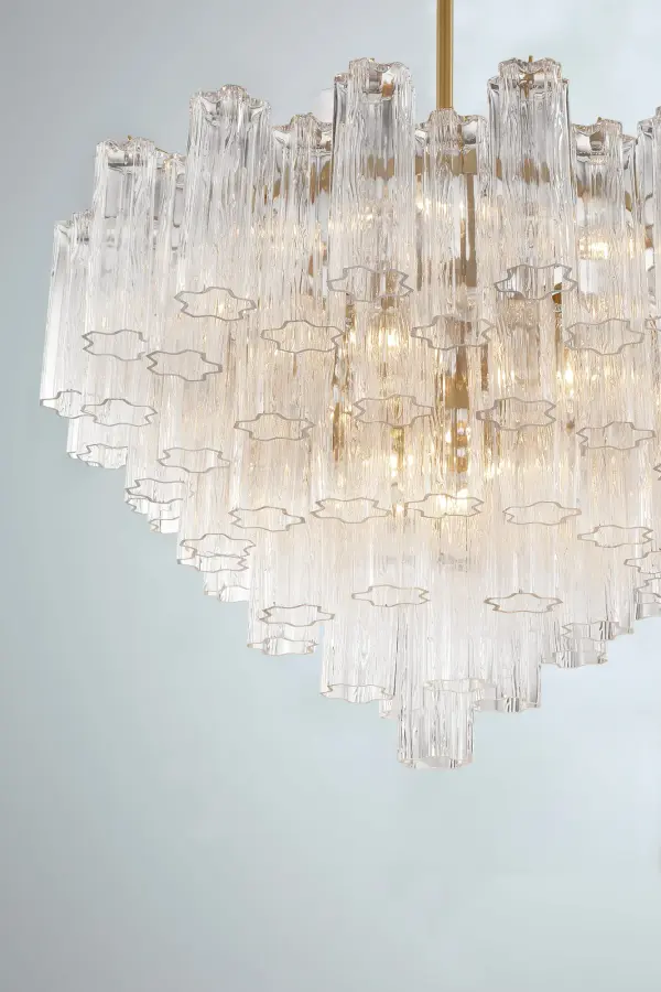 Addis 32" Chandelier in Aged Brass with Amber Glass - Image 61