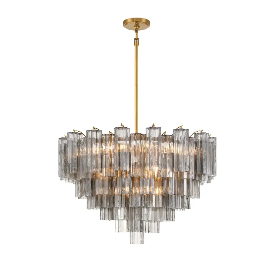 Addis 32" Chandelier in Aged Brass with Amber Glass - Image 64