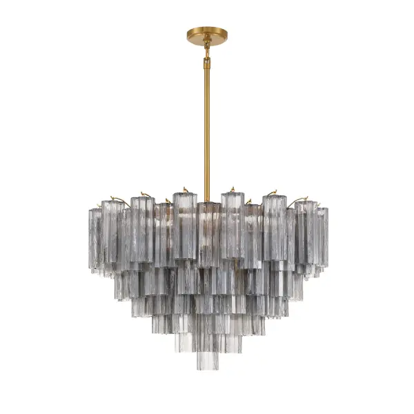 Addis 32" Chandelier in Aged Brass with Amber Glass - Image 65