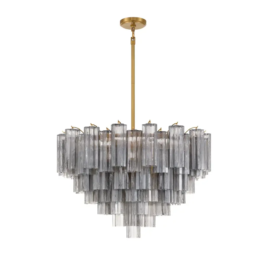 Addis 32" Chandelier in Aged Brass with Amber Glass - Image 65
