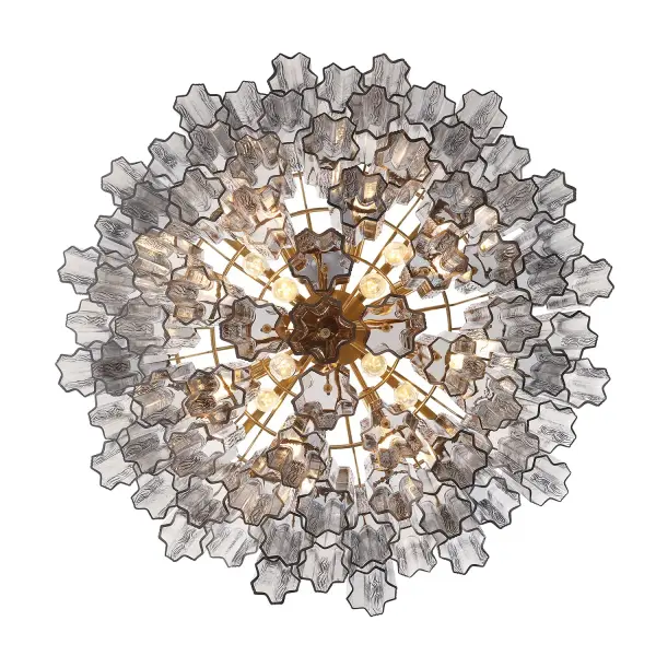 Addis 32" Chandelier in Aged Brass with Amber Glass - Image 66