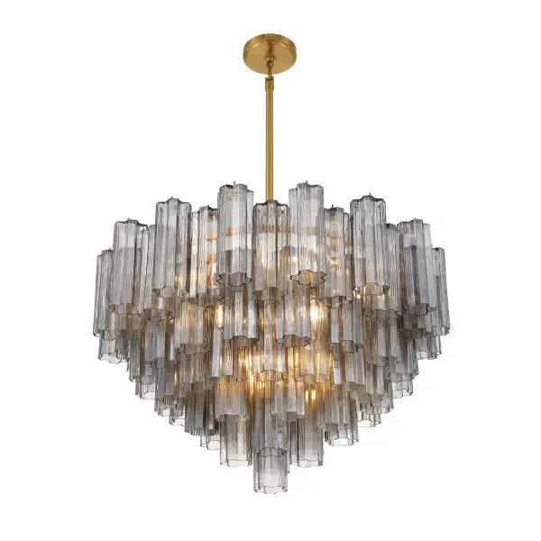 Addis 32" Chandelier in Aged Brass with Amber Glass - Image 67