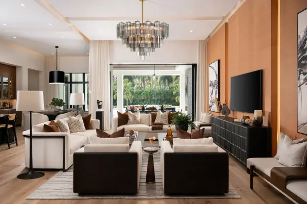 Addis 32" Chandelier in Aged Brass with Amber Glass - Image 69