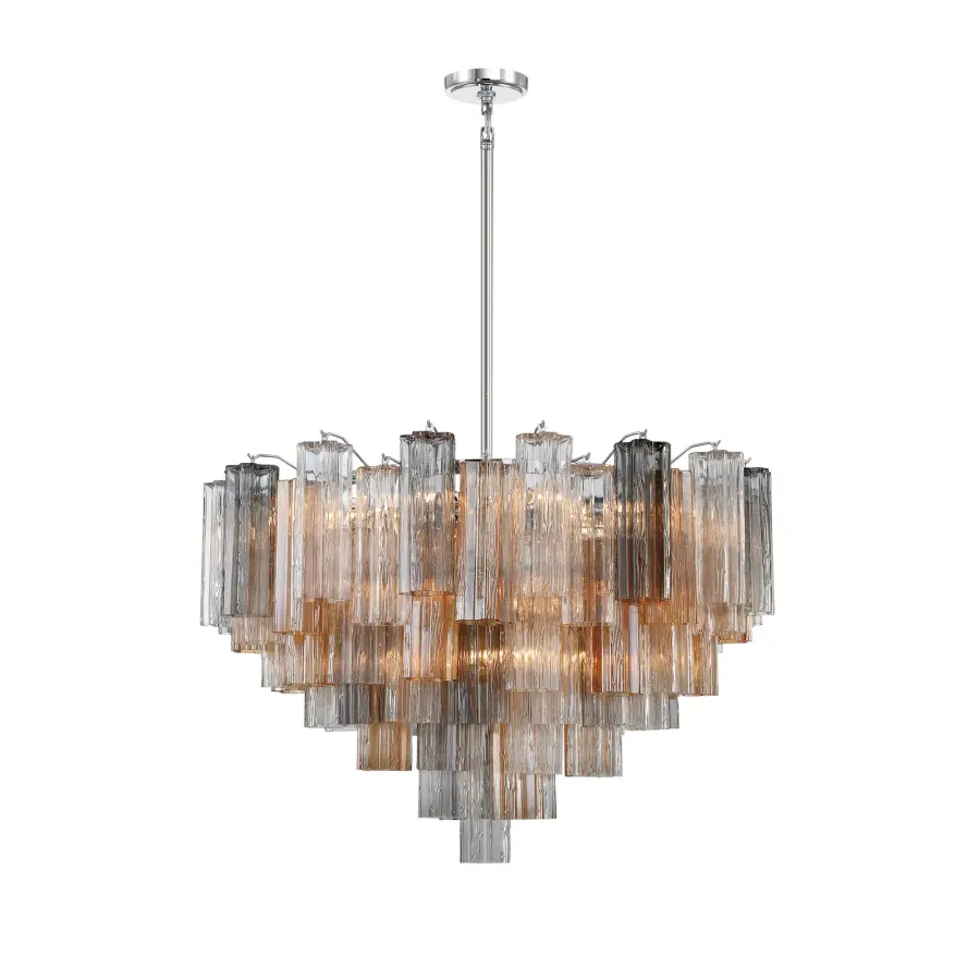 Addis 32" Chandelier in Aged Brass with Amber Glass - Image 8