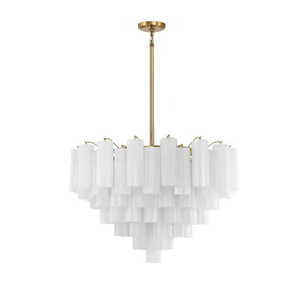 Addis 32" Chandelier in Aged Brass with Amber Glass - Image 71