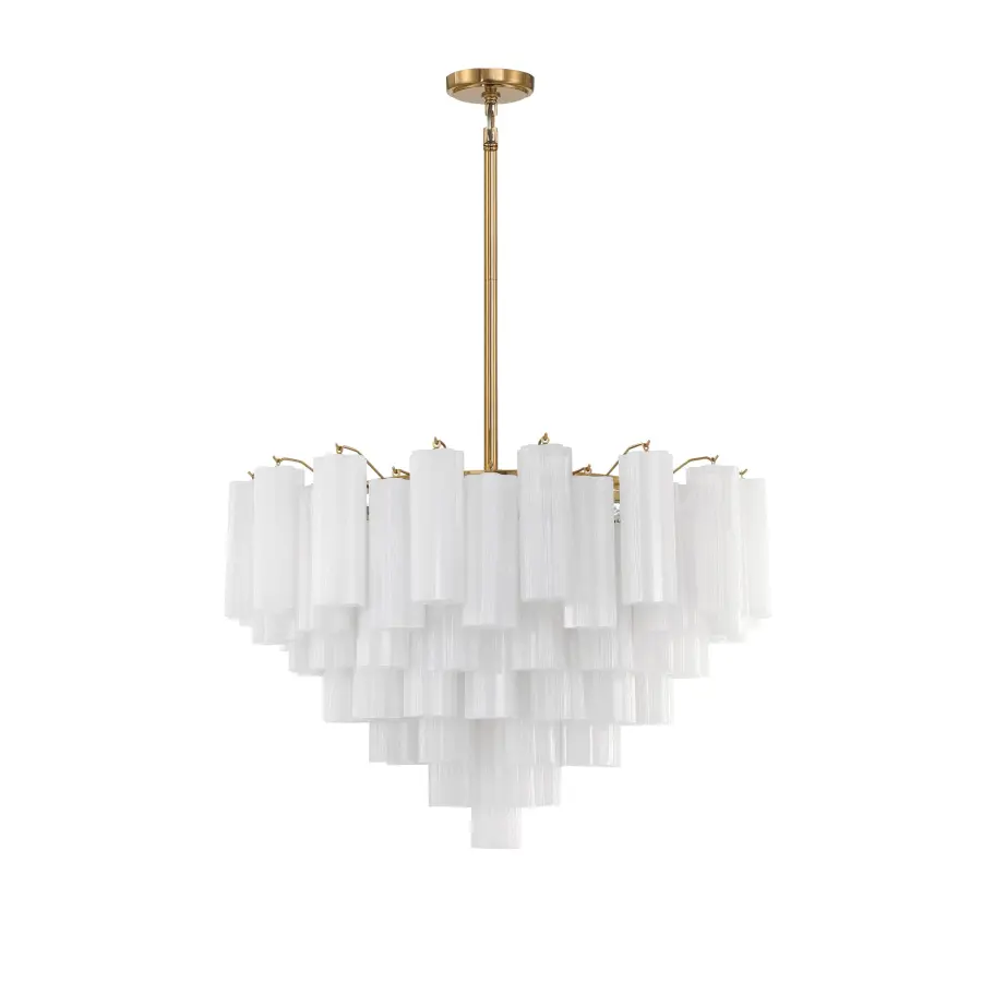 Addis 32" Chandelier in Aged Brass with Amber Glass - Image 71