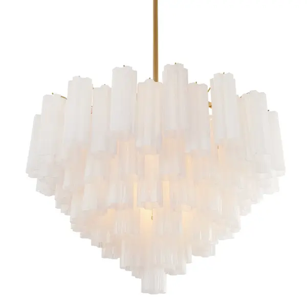 Addis 32" Chandelier in Aged Brass with Amber Glass - Image 73