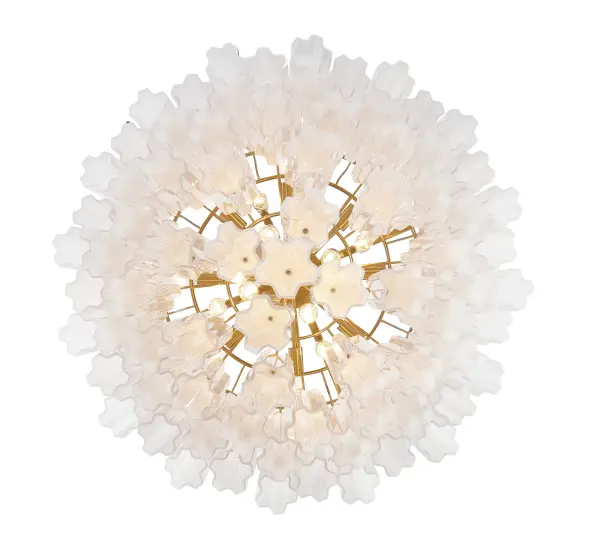 Addis 32" Chandelier in Aged Brass with Amber Glass - Image 74