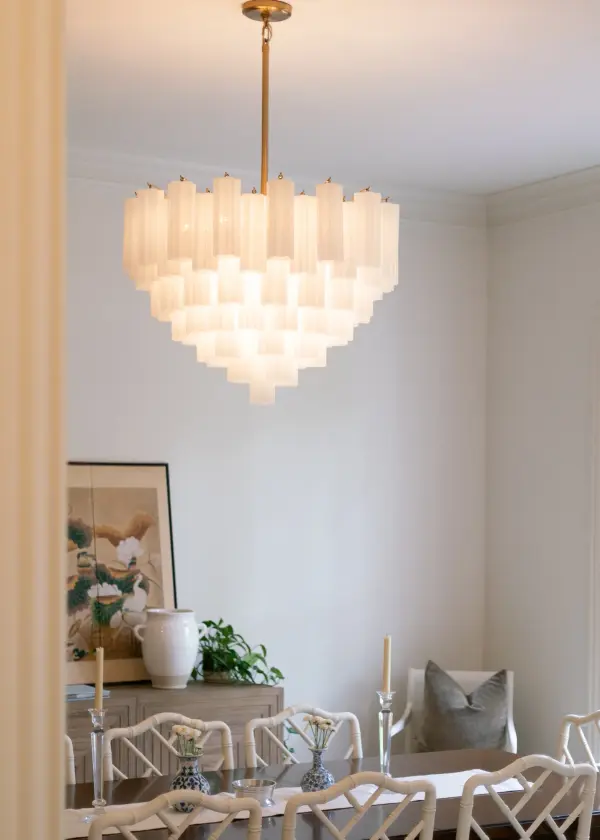 Addis 32" Chandelier in Aged Brass with Amber Glass - Image 76