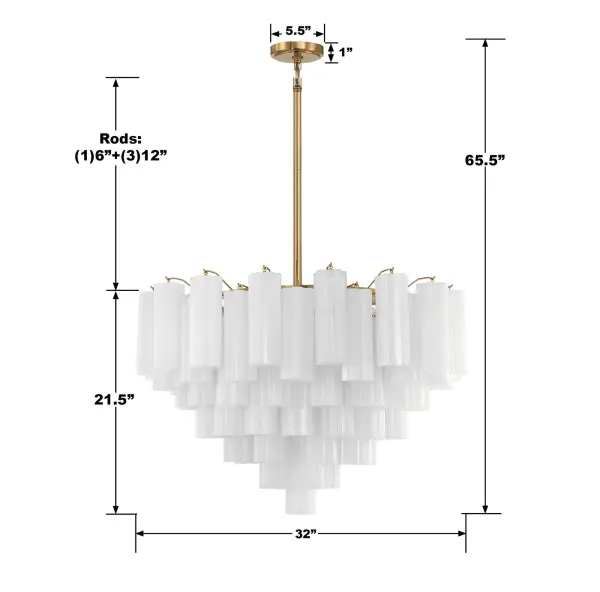Addis 32" Chandelier in Aged Brass with Amber Glass - Image 78
