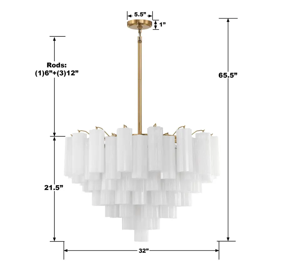 Addis 32" Chandelier in Aged Brass with Amber Glass - Image 78