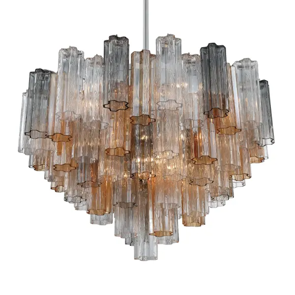 Addis 32" Chandelier in Aged Brass with Amber Glass - Image 9