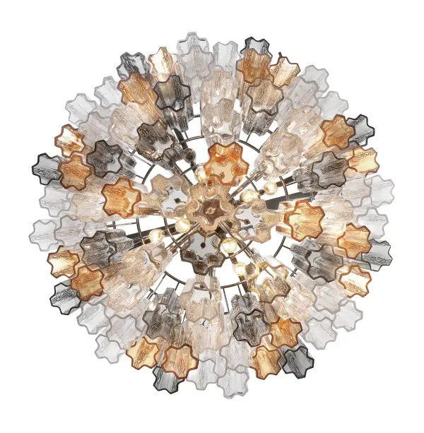 Addis 32" Chandelier in Aged Brass with Amber Glass - Image 10