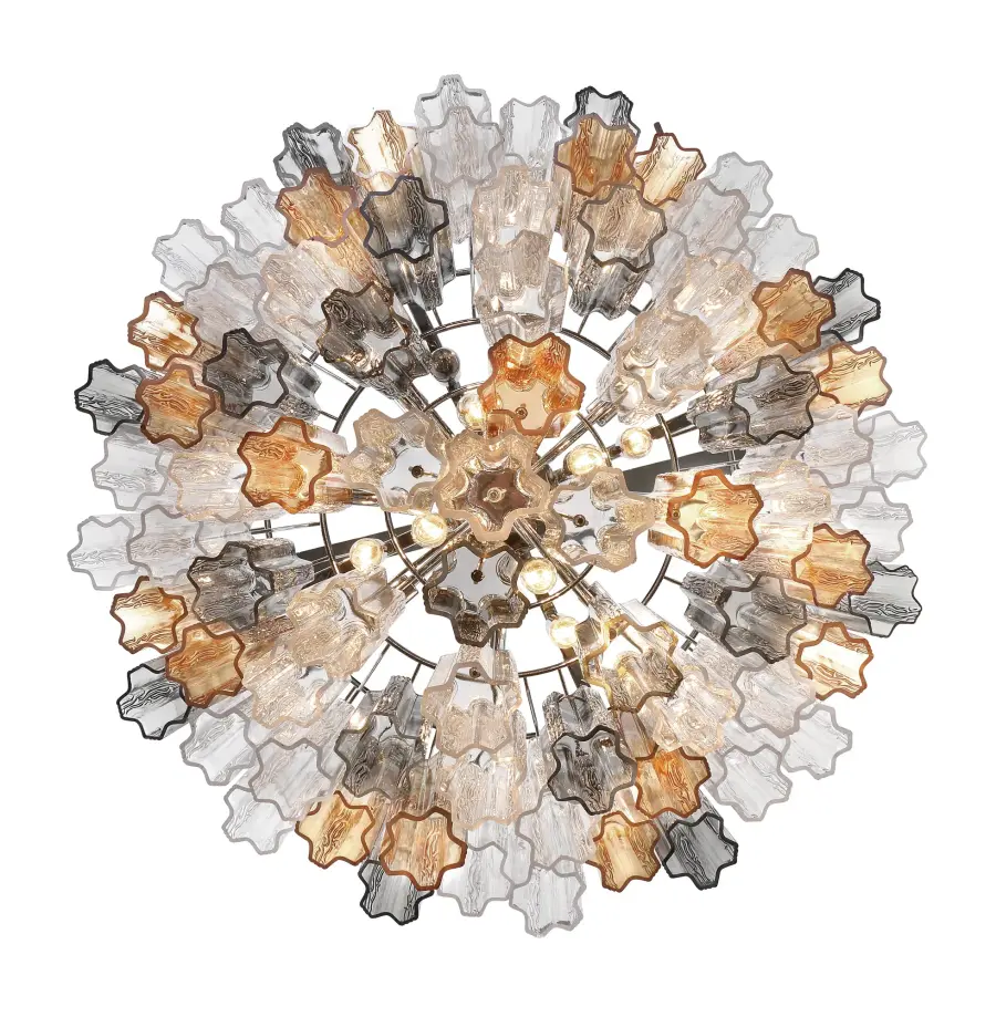 Addis 32" Chandelier in Aged Brass with Amber Glass - Image 10