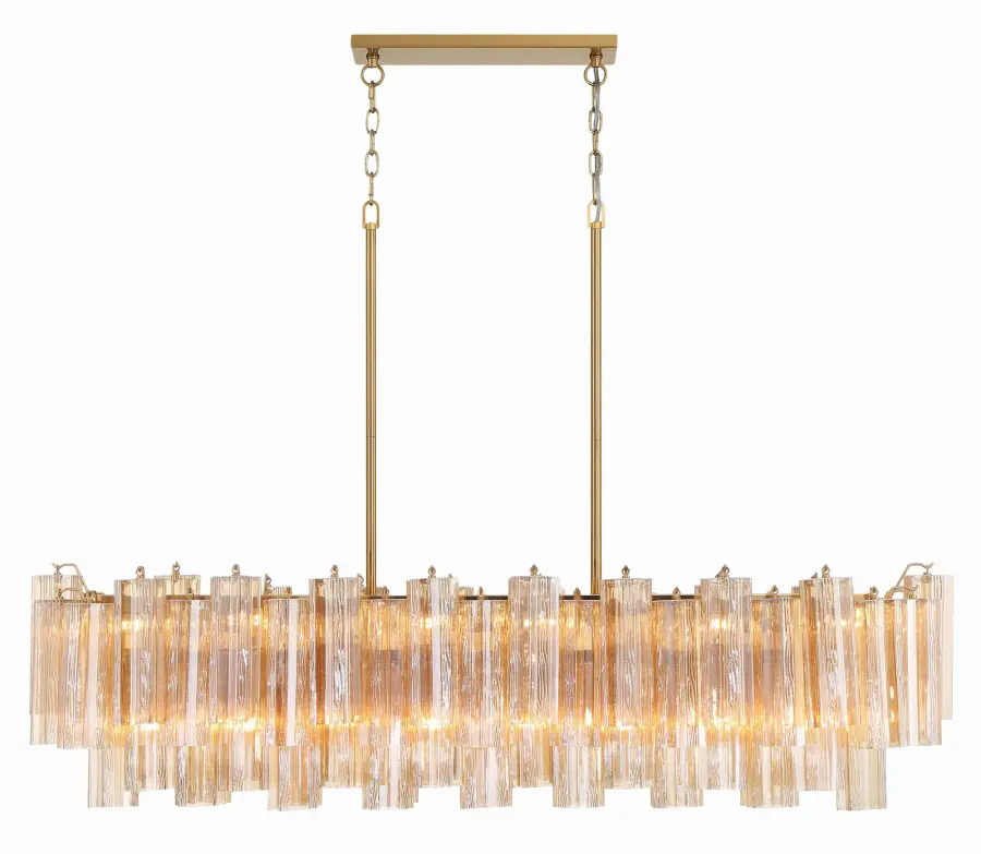 Addis 51.75" Linear Chandelier in Polished Chrome with Autumn Glass - Image 1