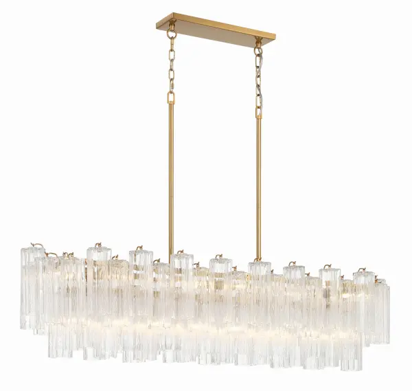 Addis 51.75" Linear Chandelier in Polished Chrome with Autumn Glass - Image 13