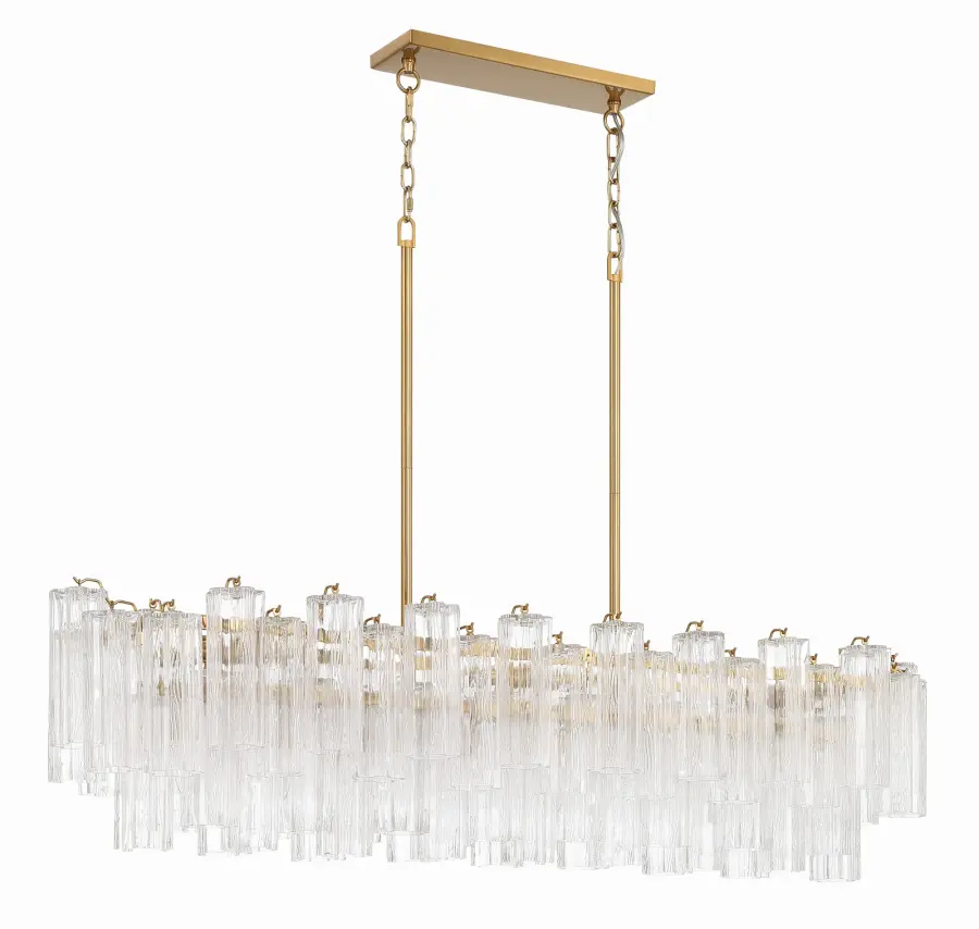 Addis 51.75" Linear Chandelier in Polished Chrome with Autumn Glass - Image 14
