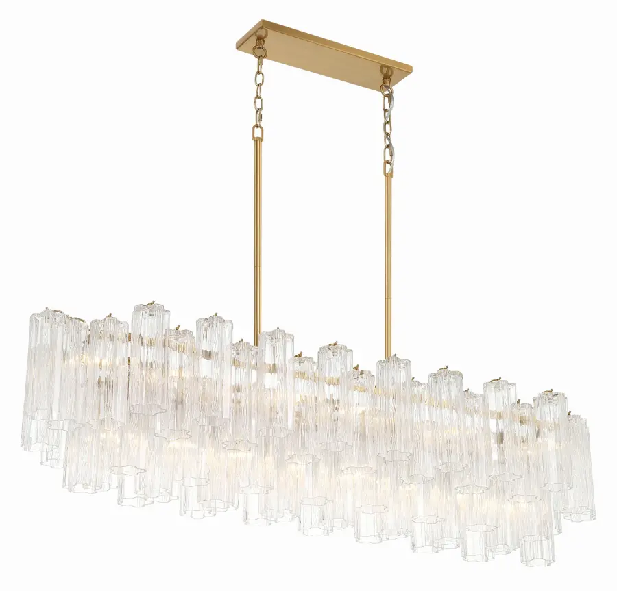Addis 51.75" Linear Chandelier in Polished Chrome with Autumn Glass - Image 15
